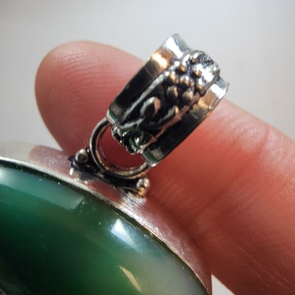 Necklace Pendants Dendritic Agate & Green Onyx Handmade Jewelry Sterling Silver - Picture 10 of 10